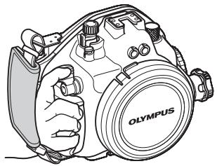 OLYMPUS PT-E05 - How to use the hand strap - 2