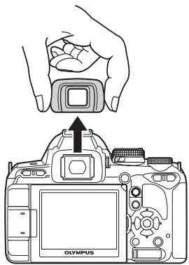 OLYMPUS PT-E06 - Remove the eyecup from the digital camera. - 1
