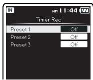 OLYMPUS DM-3, DM-5, DM-650, DM-670 - Press the ^+ or - button to select a preset number, and then press the OK or button. - 2