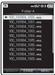 OLYMPUS DM-3, DM-5, DM-650, DM-670 - Select the file to erased from the file list display. - 1