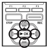 OLYMPUS DM-3, DM-5, DM-650, DM-670 - Press the▶l, |▲, + or - button to select the folder you want to move or copy the file to. - 1