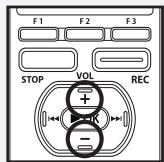 OLYMPUS DM-3, DM-5, DM-650, DM-670 - Press the + or - button to set. - 1