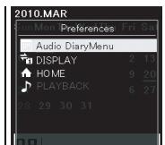 OLYMPUS DM-3, DM-5, DM-650, DM-670 - In the calendar display, press the F3 (MENU) button. - 2