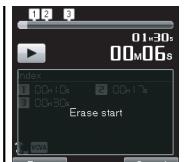 OLYMPUS DM-3, DM-5, DM-650, DM-670 - In the starting position of the partial erase, press the Fn (ERASE) button. - 2