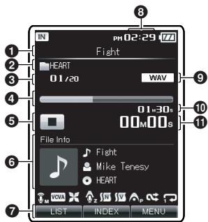 OLYMPUS DM-3, DM-5, DM-650, DM-670 - Music playback display - 1