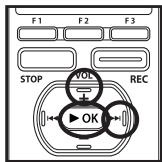 OLYMPUS DM-3,  DM-5,  DM-650,  DM-670 - Press the ^+ button to select [File Erase], and then press the  OK or I button. - 1