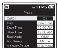 OLYMPUS DM-3, DM-5, DM-650, DM-670 - Press the + or - button to select the item to set, and then press the OK or button. - 2