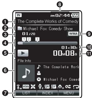 OLYMPUS DM-3, DM-5, DM-650, DM-670 - Podcast playback display - 1