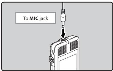 OLYMPUS DM-3, DM-5, DM-650, DM-670 - Recording with external microphone: - 1