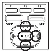 OLYMPUS DM-3, DM-5, DM-650, DM-670 - Press the + or - button to select the item to set, and then press the OK or I button. - 1