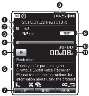 OLYMPUS DM-3, DM-5, DM-650, DM-670 - Text playback display (For DM-5) - 1