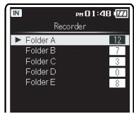 OLYMPUS DM-3, DM-5, DM-650, DM-670 - Select the folder to be erased from the folder list display. - 1
