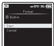 OLYMPUS DM-3,  DM-5,  DM-650,  DM-670 - Press the ^+ button to select [Start], and press the OK button. - 2