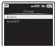 OLYMPUS DM-3, DM-5, DM-650, DM-670 - Press the + or - button to select the recording media to format, and then press the OK or button. - 2