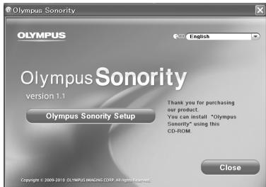 OLYMPUS DM-3,  DM-5,  DM-650,  DM-670 - When [Olympus Sonority Setup] is clicked, the Installer Opening display will start up. Follow the Installer Wizard instructions. - 1