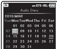 OLYMPUS DM-3, DM-5, DM-650, DM-670 - Formatting the schedule - 8