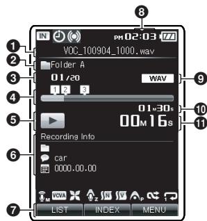 OLYMPUS DM-3, DM-5, DM-650, DM-670 - Playback display - 1