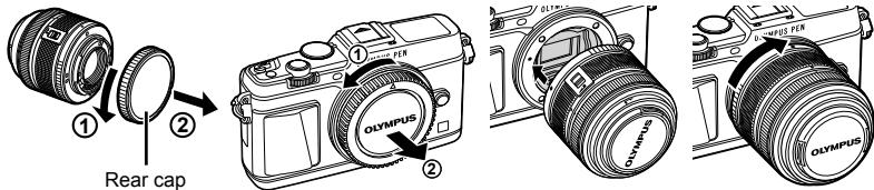 OLYMPUS E-P5 - Attach a lens to the camera. - 1