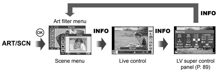 OLYMPUS E-P5 - Control panels available in each shooting mode - 3