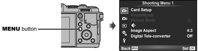 OLYMPUS E-P5 - Display the menus. - 1