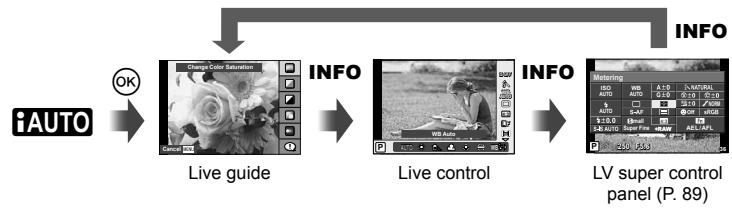 OLYMPUS E-P5 - Control panels available in each shooting mode - 1