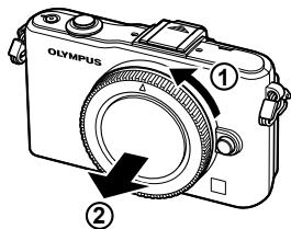 OLYMPUS E-PM1 - Attaching a lens to the camera - 2