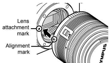 OLYMPUS E-PM1 - Attaching a lens to the camera - 3