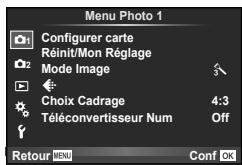 OLYMPUS E-M10 - Utilisation du Menu Photo 1/Menu Photo 2 - 1
