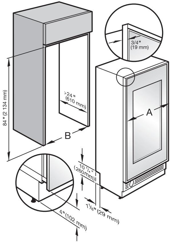 MIELE KWT1611SF - Door dimensions (open min. 90^ ) - 2