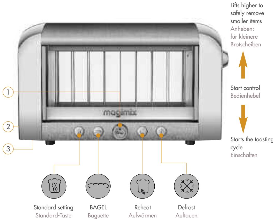 MAGIMIX TOASTER VISION 11527, TOASTER VISION 11528 - Please read the safety instructions carefully before using your appliance. Bitte lessen Sie vor dem ersten Gebrauch sorgfältig die Sicherheitshinweise. - 1