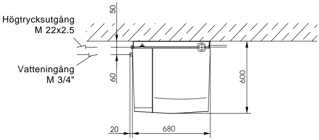 Högtrycksutgång M 22x2.5 Vatteningång M 3/4" 50 60 600 20 680