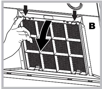 HOTPOINT HLC 9.8 LT X/HA - Substituição do filtro de carvão (B) - 1
