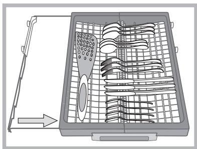 HOTPOINT LFF 8S113 X DE/SK - A"Kniver og skarpe redskaper må plasseres med spissene og eggen ned". - 2