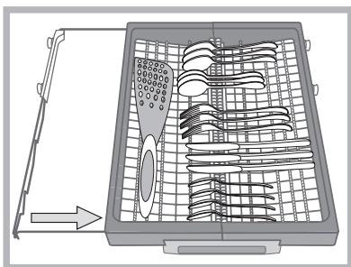 HOTPOINT LFF 8S113 X DE/SK - A "Knives and other utensils with sharp edges must be positioned with the blades facing downwards." - 2