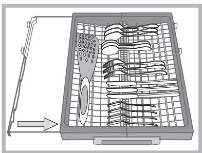 HOTPOINT LFF 8S113 X DE/SK - A"Knivar och andra koksgerad med vassa kanter skaplaceras med eggarna vanda nedat." - 2