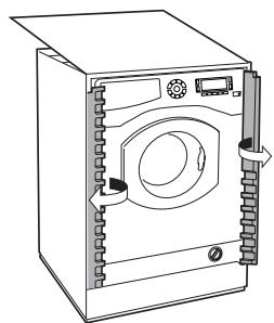 HOTPOINT BWMD 742 - Mounting the wooden panel onto the door and inserting the machine into cabinets: - 3