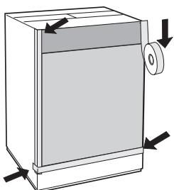 HOTPOINT BWMD 742 - Mounting the wooden panel onto the door and inserting the machine into cabinets: - 5