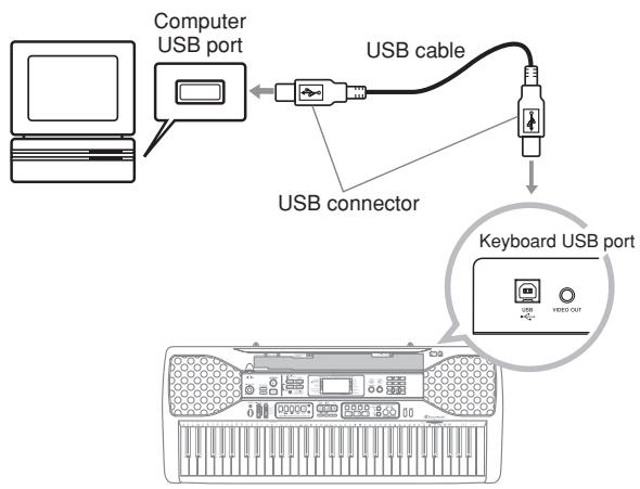 CASIO LK-93TV - To connect to a computer using the USB port - 1