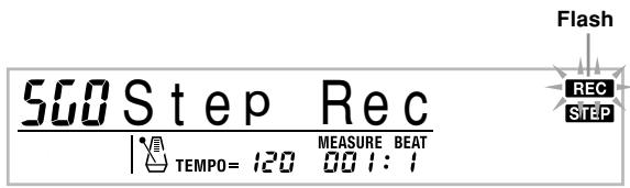 560 Step Rec TEMP0= 120 MEASURE BEAT 00:1:1 Flash REC STEP