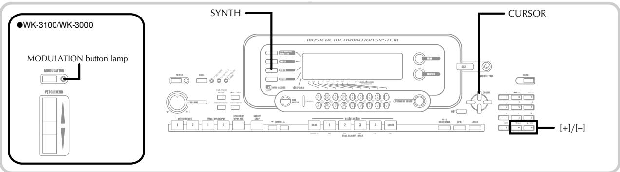 WK-3100/WK-3000 MODULATION button lamp PITCH BEND SYNTH MUSICAL INFORMATION SYSTEM CURSOR [+]/[-]
