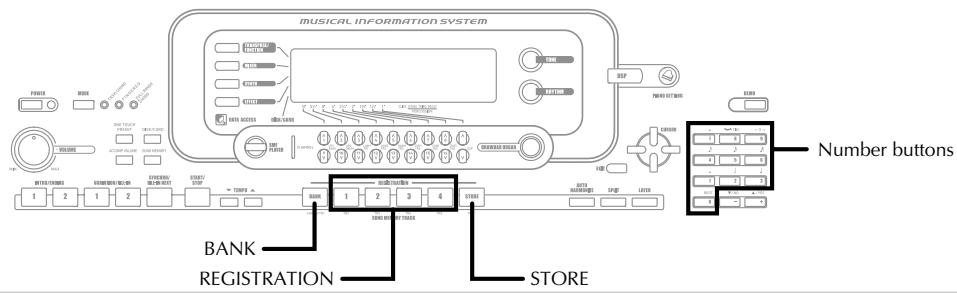 MUSICAL INFORMATION SYSTEM BANK REGISTRATION STORE Number buttons