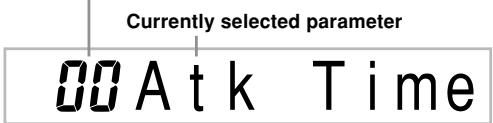 Currently selected parameter 00 At k Time