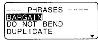 CASIO KL-8100 - To print a preset phrase - 1