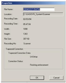 CASIO PJ CAMERA SOFTWARE 1.1 - ■ Afficher les propriétés d'une image sauvegardee - 1