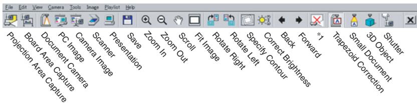 CASIO PJ CAMERA SOFTWARE 1.1 - Boutons de la barre d'outils standard - 1