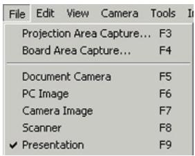 CASIO PJ CAMERA SOFTWARE 1.1 - ■ Sélectionner un mode en utilisant la barre de menus - 1