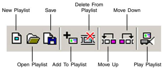 CASIO PJ CAMERA SOFTWARE 1.1 - Boutons de la barre d'outils de la liste de lecture - 1