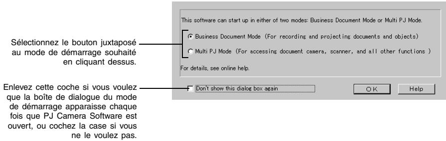 CASIO PJ CAMERA SOFTWARE 1.1 - Bouton [Display Startup Mode Dialog Box] - 1