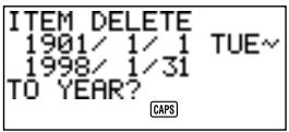 CASIO SF-4980ER - To delete multiple data items in the Schedule Keeper Mode or Expense Mode - 1