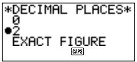CASIO SF-4985ER - Enter 3 to select DECIMAL PLACES. - 1